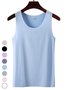 Top Débardeur Tops Décontracté Plain Été Polyester Sans Manches Col Rond Régulier Droit Élasticité moyenne pour Femmes