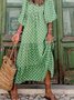 Femmes Ethnique Vert Col Rond Confortable Robe Maxi Décontracté