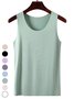Top Débardeur Tops Décontracté Plain Été Polyester Sans Manches Col Rond Régulier Droit Élasticité moyenne pour Femmes