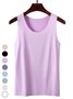 Top Débardeur Tops Décontracté Plain Été Polyester Sans Manches Col Rond Régulier Droit Élasticité moyenne pour Femmes