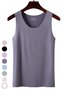 Top Débardeur Tops Décontracté Plain Été Polyester Sans Manches Col Rond Régulier Droit Élasticité moyenne pour Femmes