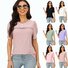 Chemises Femmes Décontracté Plain Été Polyester Micro-élasticité Ample Manches Courtes Col Rond Régulier
