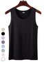 Top Débardeur Tops Décontracté Plain Été Polyester Sans Manches Col Rond Régulier Droit Élasticité moyenne pour Femmes