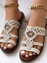 Sandales Antidérapantes Femmes Boho Plain Été Toit ouvert PU Tressé PU Caoutchouc Tong