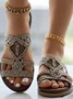 Sandales Antidérapantes Femmes Boho Plain Été Toit ouvert PU Tressé PU Caoutchouc Tong