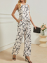 Deux Pièces Ensembles Femmes Été Simple Abstrait Graphique Polyester Quotidien Sans Manches Col Rond Top Avec Pantalons Droit