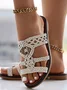 Sandales Antidérapantes Femmes Boho Plain Été Toit ouvert PU Tressé PU Caoutchouc Tong