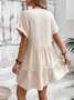 Femmes Plain Vert Col V Confortable Court Robe Décontracté