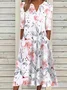 Femmes Floral Rose Entaillé Confortable Robe Maxi Décontracté
