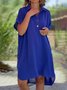 Femmes Plain Rose Foncé Col de Chemise Confortable Robe Mi-Longue Décontracté