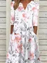 Femmes Floral Rose Entaillé Confortable Robe Maxi Décontracté