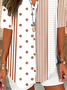 Blouses Pois Polka Décontracté Été Polyester Boutonné Quotidien Mi-long Régulier Col de Chemise pour Femmes