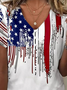 T-shirts Femmes Décontracté Été Drapeau des États-Unis Polyester Micro-élasticité Ample Manches Courtes Droit Régulier