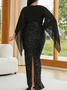 Femmes Plain Gris Col V Confortable Robe Maxi Sexy