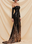 Femmes Plain Rouge Sans Bretelles Confortable Robe Maxi Sexy