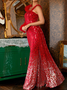 Femmes Plain Rouge Asymétrique Collier Confortable Robe Maxi Sexy