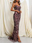 Femmes Plain Rouge à Bretelles Confortable Robe Maxi Sexy