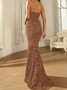 Femmes Plain Or Col V Confortable Robe Maxi Sexy
