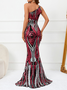 Femmes Plain Rouge Vineux Asymétrique Confortable Robe Maxi Sexy