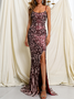 Femmes Plain Rouge à Bretelles Confortable Robe Maxi Sexy
