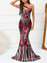 Femmes Plain Rouge Vineux Asymétrique Confortable Robe Maxi Sexy