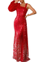 Femmes Plain Rouge Asymétrique Collier Confortable Robe Maxi Sexy
