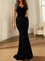 Femmes Plain Or Col V Confortable Robe Maxi Sexy