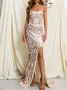 Femmes Plain Rouge à Bretelles Confortable Robe Maxi Sexy