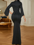 Femmes Plain Noir Confortable Robe Maxi Sexy