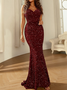 Femmes Plain Or Col V Confortable Robe Maxi Sexy