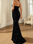 Femmes Plain Or Col V Confortable Robe Maxi Sexy