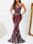 Femmes Plain Rouge Vineux Asymétrique Confortable Robe Maxi Sexy