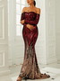 Femmes Plain Rouge Sans Bretelles Confortable Robe Maxi Sexy