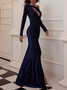 Femmes Plain Vert Une Épaule Dénudée Confortable Robe Maxi Sexy