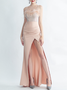 Femmes Plain Blanc à Bretelles Confortable Robe Maxi Sexy