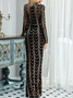 Femmes Plain Or Col Rond Confortable Robe Maxi Sexy