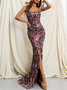 Femmes Plain Rouge à Bretelles Confortable Robe Maxi Sexy