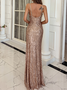Femmes Plain Rouge Vineux Col V Confortable Robe Maxi Sexy