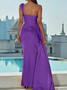 Femmes Plain Violet Col Rond Confortable Robe Maxi Sexy