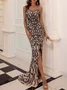 Femmes Plain Rouge à Bretelles Confortable Robe Maxi Sexy