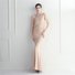 Femmes Plain Abricot Une Épaule Dénudée Confortable Robe Maxi Sexy