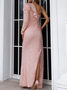 Femmes Plain Rose Confortable Robe Maxi Sexy