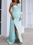 Femmes Plain Rose Confortable Robe Maxi Sexy