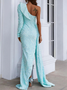 Femmes Plain Rose Confortable Robe Maxi Sexy