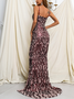 Femmes Plain Rouge à Bretelles Confortable Robe Maxi Sexy