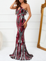Femmes Plain Rouge Vineux Asymétrique Confortable Robe Maxi Sexy