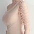 Femmes Plain Abricot Une Épaule Dénudée Confortable Robe Maxi Sexy