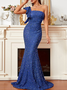 Femmes Plain Rose Nue Asymétrique Confortable Robe Maxi Sexy