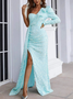 Femmes Plain Rose Confortable Robe Maxi Sexy