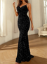 Femmes Plain Or Col V Confortable Robe Maxi Sexy